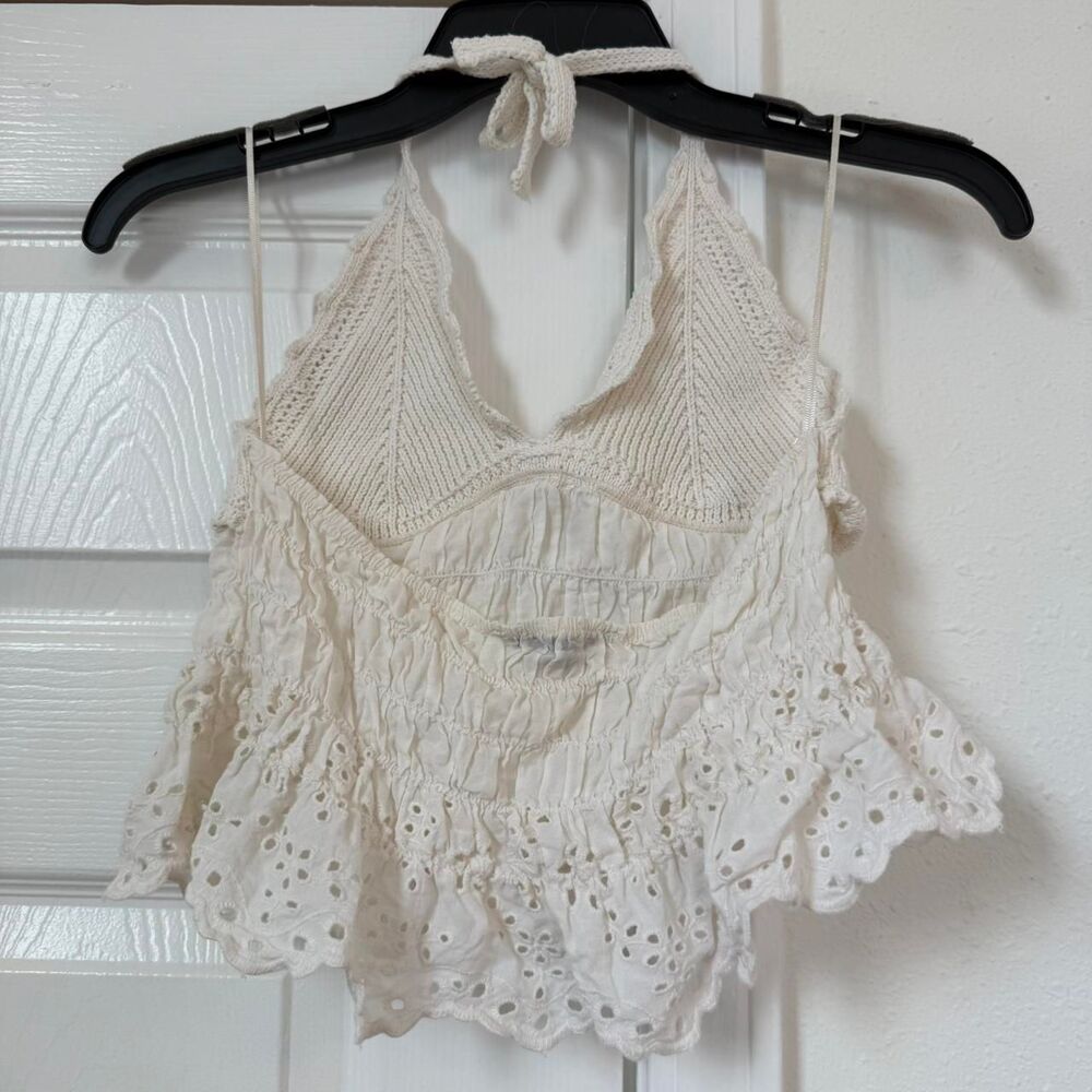 Zara Women's White and Cream Crop-top - Picture 2 of 3